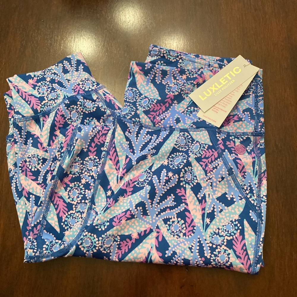 Lilly Pulitzer Barton Blue STAR GAZING Island Luxletic joggers size Large NWT